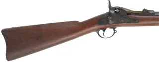 U.S. Model 1884 Springfield Trapdoor Rifle,
caliber .45-70 Gov't,  32-5/8" barrel,
cut-down walnut stock, iron, dark bore, antique