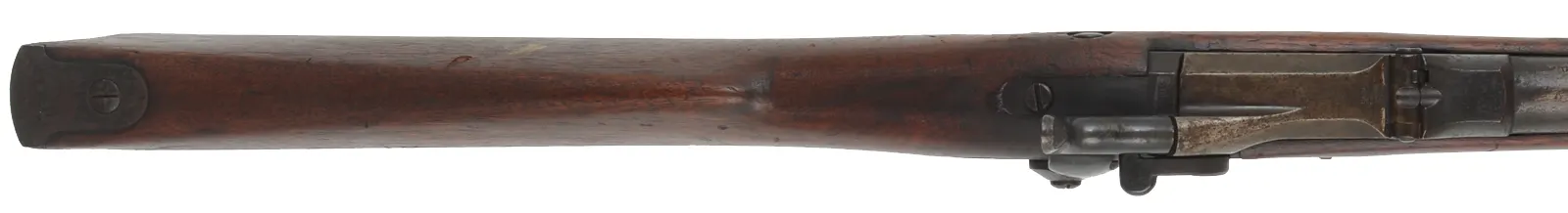 U.S. Model 1884 Springfield Trapdoor Rifle,
caliber .45-70 Gov't,  32-5/8" barrel,
cut-down walnut stock, iron, dark bore, antique