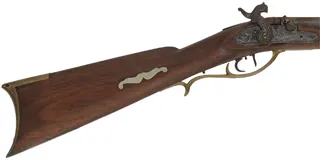 Relic ~ Antique Halfstock Rifle,
.36 caliber, 34-1/2" barrel,
percussion, walnut, brass,
cracks, non-functional, decorator use