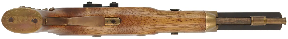 CVA Hawken Pistol,
.50 caliber, 10" barrel,
percussion, beech, brass, 
used, with leather holster

