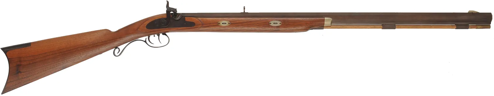 Santa Fe Hawken Rifle,
.53 caliber, 31-5/8" barrel,
percussion, walnut, iron trim,
used, by Aldo Uberti