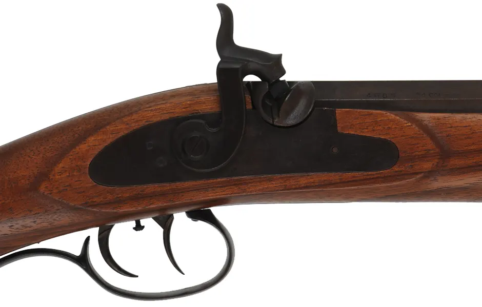 Santa Fe Hawken Rifle,
.53 caliber, 31-5/8" barrel,
percussion, walnut, iron trim,
used, by Aldo Uberti