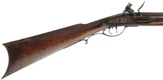 Southern Mountain Rifle,
.32 caliber, 42" Rice barrel,
flintlock, curly maple, iron trim, used