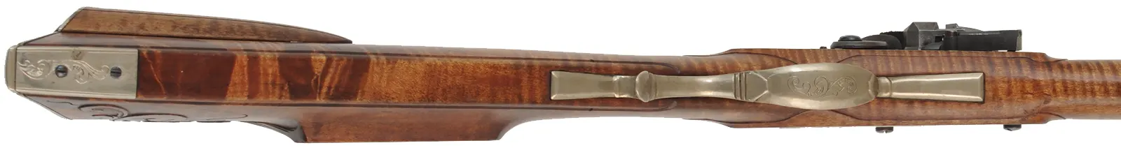 Lancaster County, Pennsylvania "Grand" Rifle,
.45 caliber, 42" swamped Colerain barrel,
flintlock, curly maple, engraved nickel sliver, 
used, by M. Avance & B. Horne