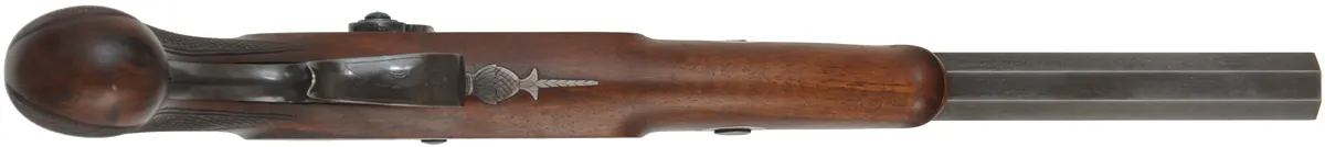 Siber Target Pistol, 
.33 caliber, 10" barrel,
percussion, checkered walnut, iron trim, 
factory range & display cases, with accessories, 
used by Hege-Germany