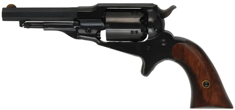 Remington Pocket Model Revolver,
.31 caliber, 3-1/2" barrel,
five shot cylinder, steel frame, spur trigger, 
used, by Pietta