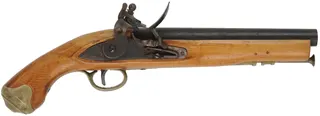Sea Service Pistol,
.67 caliber smoothbore, 9" barrel, 
flintlock, beech, brass, 
used, made in Japan by Miroku