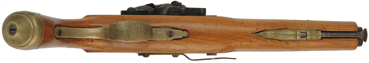 Sea Service Pistol,
.67 caliber smoothbore, 9" barrel, 
flintlock, beech, brass, 
used, made in Japan by Miroku
