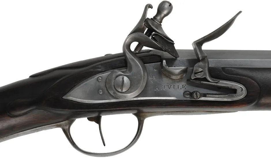 French Tulle fusil-de-chasse,
24 gauge, 44" octagon-to-round Colerain barrel,
R.E. Davis Tulle lock, walnut, iron, used