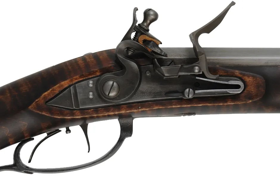 Virginia Longrifle,
.45 caliber, 38" swamped octagon Colerain barrel,
Siler flintlock, curly maple, iron trim, 
new, by Matt Avance