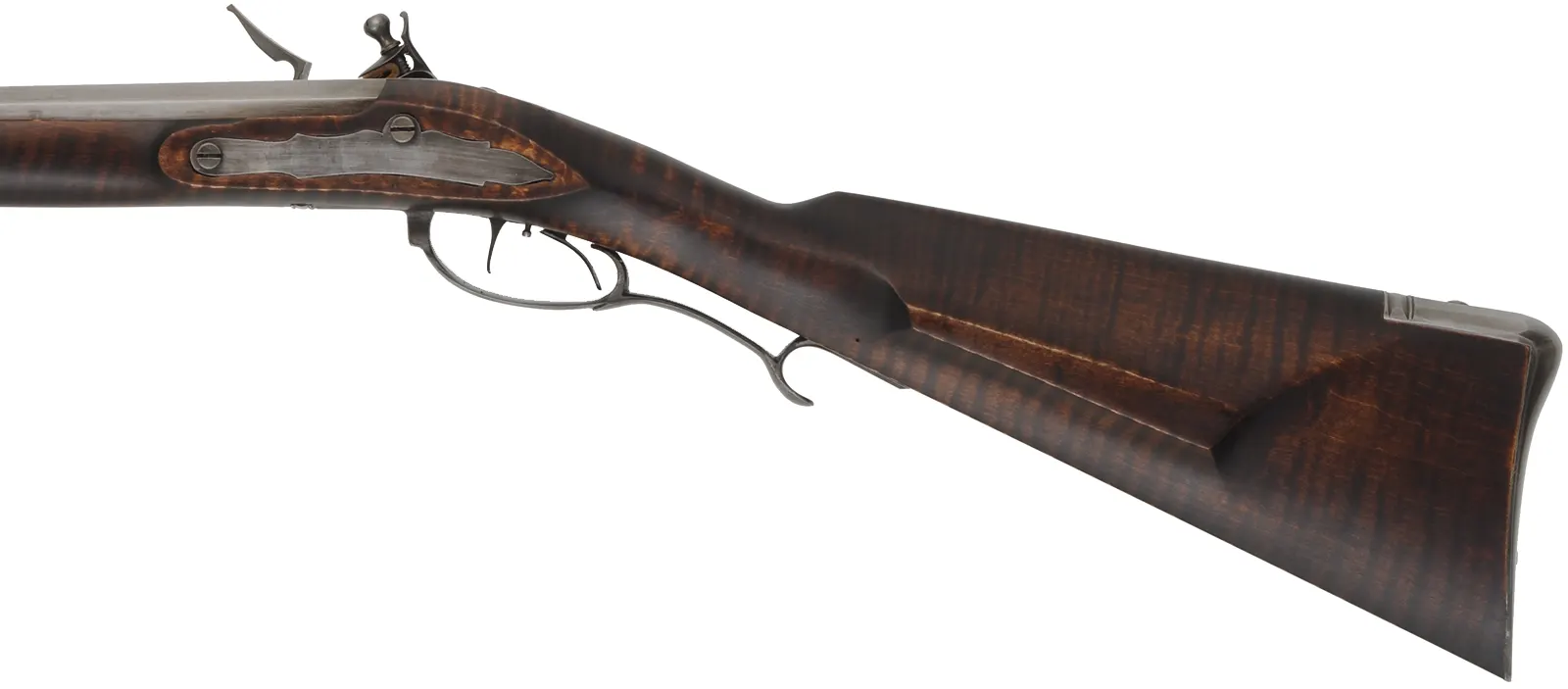 Virginia Longrifle,
.45 caliber, 38" swamped octagon Colerain barrel,
Siler flintlock, curly maple, iron trim, 
new, by Matt Avance