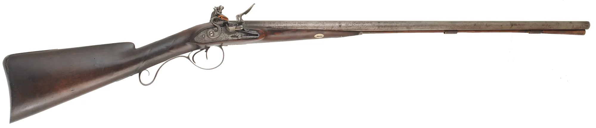 Antique English Double Shotgun,
20 gauge, 30" barrels,
reconverted flintlocks, walnut, iron, 
marked Carlisle