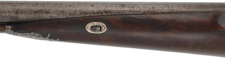 Antique English Double Shotgun,
20 gauge, 30" barrels,
reconverted flintlocks, walnut, iron, 
marked Carlisle