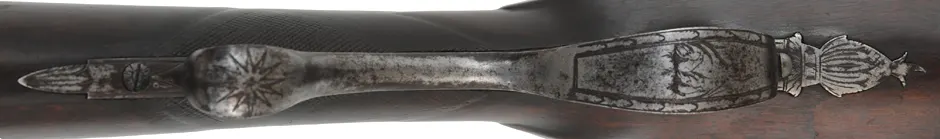 Antique English Double Shotgun,
20 gauge, 30" barrels,
reconverted flintlocks, walnut, iron, 
marked Carlisle