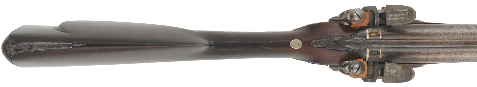 Antique English Double Shotgun,
20 gauge, 30" barrels,
reconverted flintlocks, walnut, iron, 
marked Carlisle