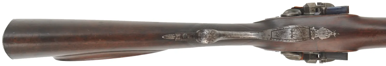 Antique English Double Shotgun,
20 gauge, 30" barrels,
reconverted flintlocks, walnut, iron, 
marked Carlisle