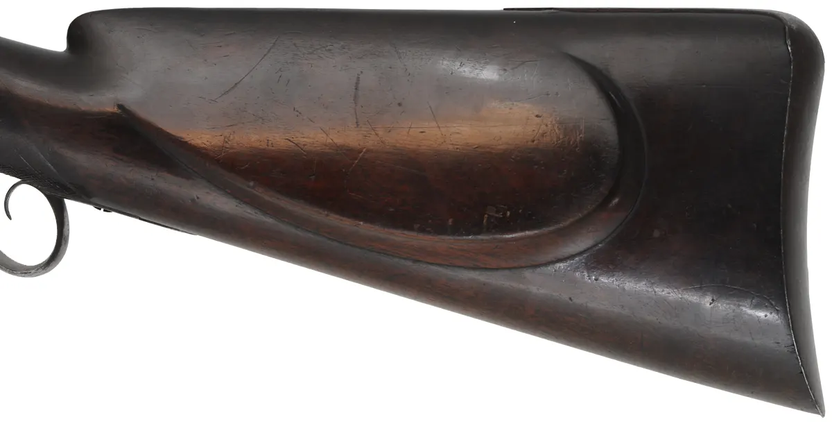 Antique English Double Shotgun,
20 gauge, 30" barrels,
reconverted flintlocks, walnut, iron, 
marked Carlisle