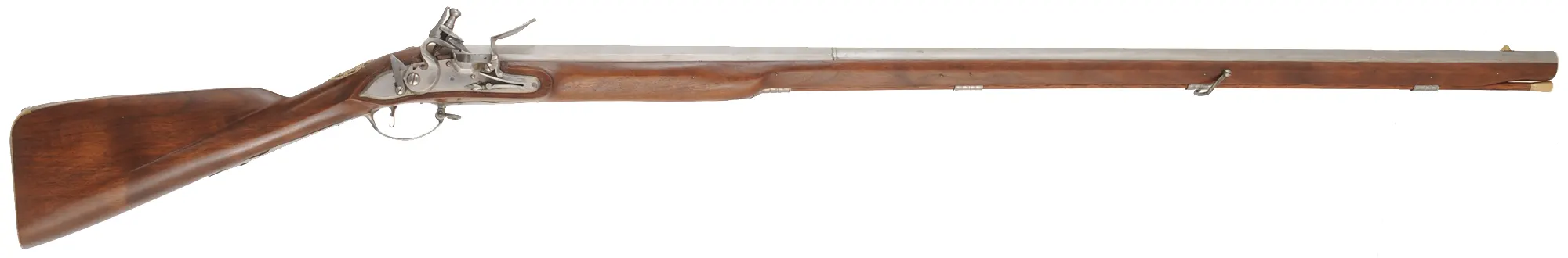 Doglock Trade Musket,
.77 caliber smoothbore, 46" octagon-to-round barrel,
flintlock, walnut, brass and iron, 
used, by Ken Brady