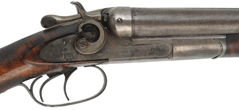 Model 1889 Breechloading Double Shotgun - Grade 3,
12 gauge, 32" Damascus barrels,
checkered walnut, horn buttplate,
antique, by Remington Arms Co.