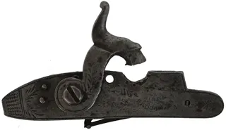 Antique Percussion Lock,
well used patina, marked Bird & Brothers