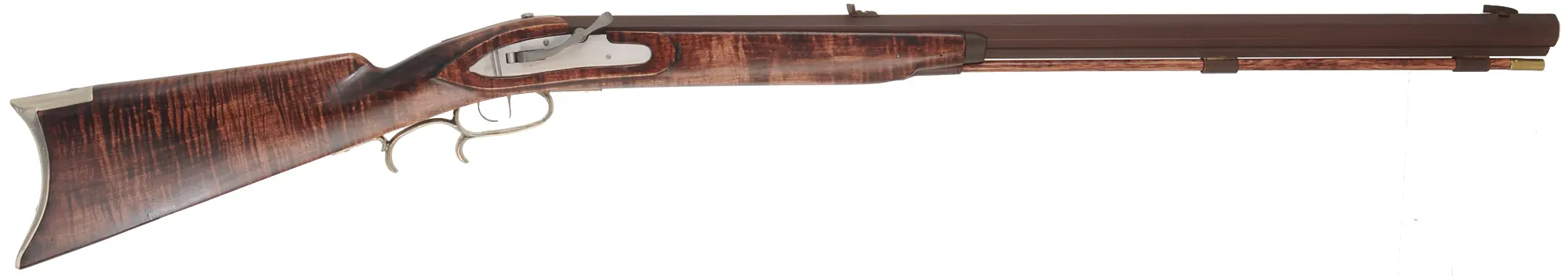 Halfstock Rifle,
.50 caliber, 30" barrel,
mule ear, maple, iron, nickel silver,
used, by P. Sheets  