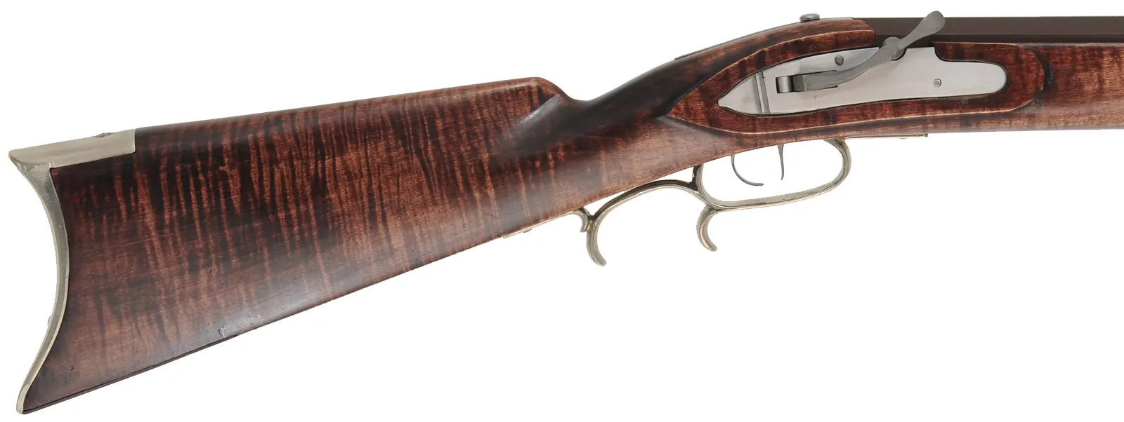 Halfstock Rifle,
.50 caliber, 30" barrel,
mule ear, maple, iron, nickel silver,
used, by P. Sheets  