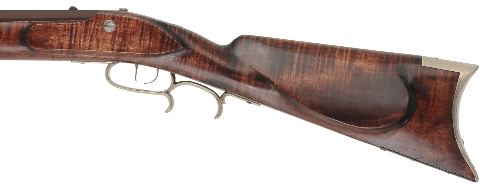 Halfstock Rifle,
.50 caliber, 30" barrel,
mule ear, maple, iron, nickel silver,
used, by P. Sheets  