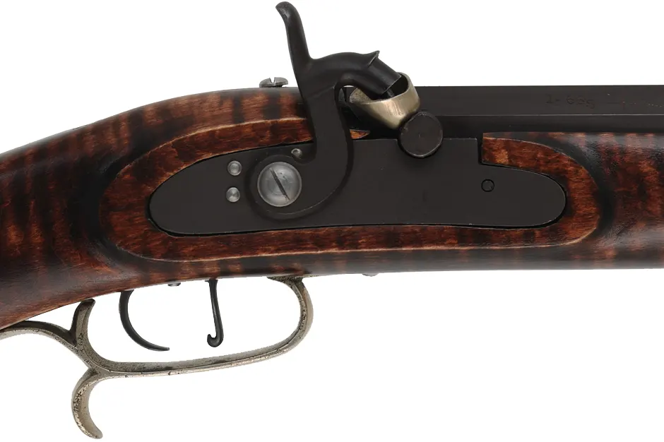 Halfstock Rifle,
.50 caliber, 32-1/2" Rice barrel,
Siler percussion, maple, nickel silver,
used, by P. Sheets  