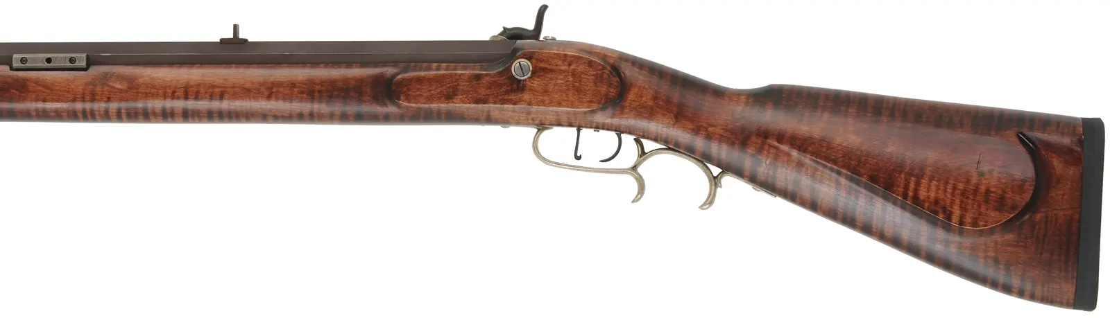 Halfstock Rifle,
.50 caliber, 32-1/2" Rice barrel,
Siler percussion, maple, nickel silver,
used, by P. Sheets  