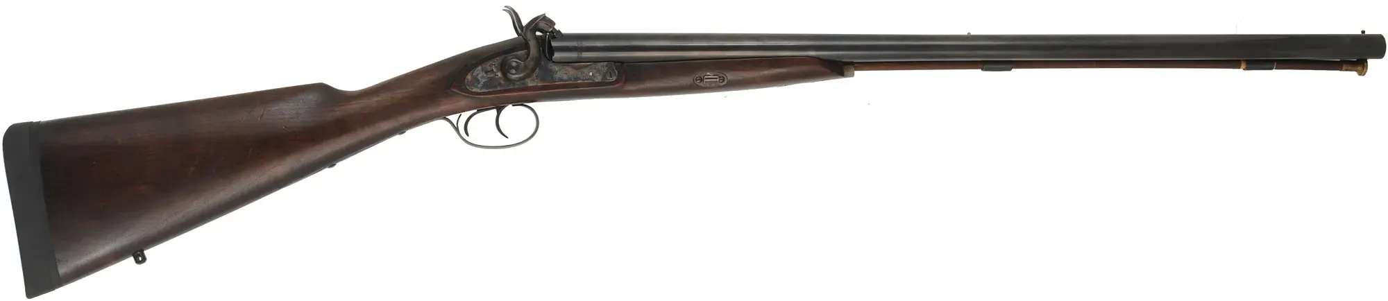 Double Shotgun,
12 gauge, 27" barrels,
percussion, walnut, blued,
recoil pad fitted, used, by Davide Pedersoli