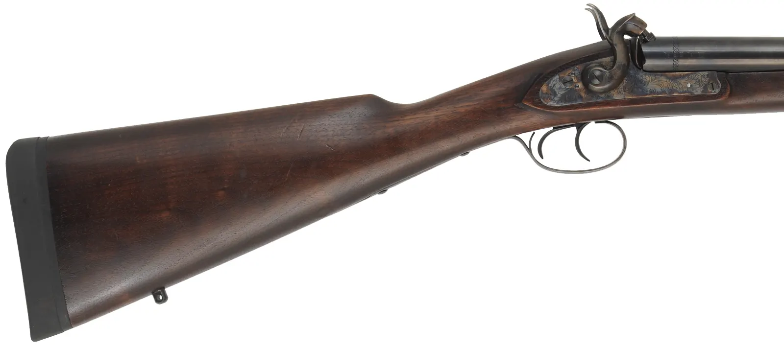 Double Shotgun,
12 gauge, 27" barrels,
percussion, walnut, blued,
recoil pad fitted, used, by Davide Pedersoli