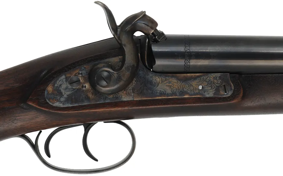 Double Shotgun,
12 gauge, 27" barrels,
percussion, walnut, blued,
recoil pad fitted, used, by Davide Pedersoli