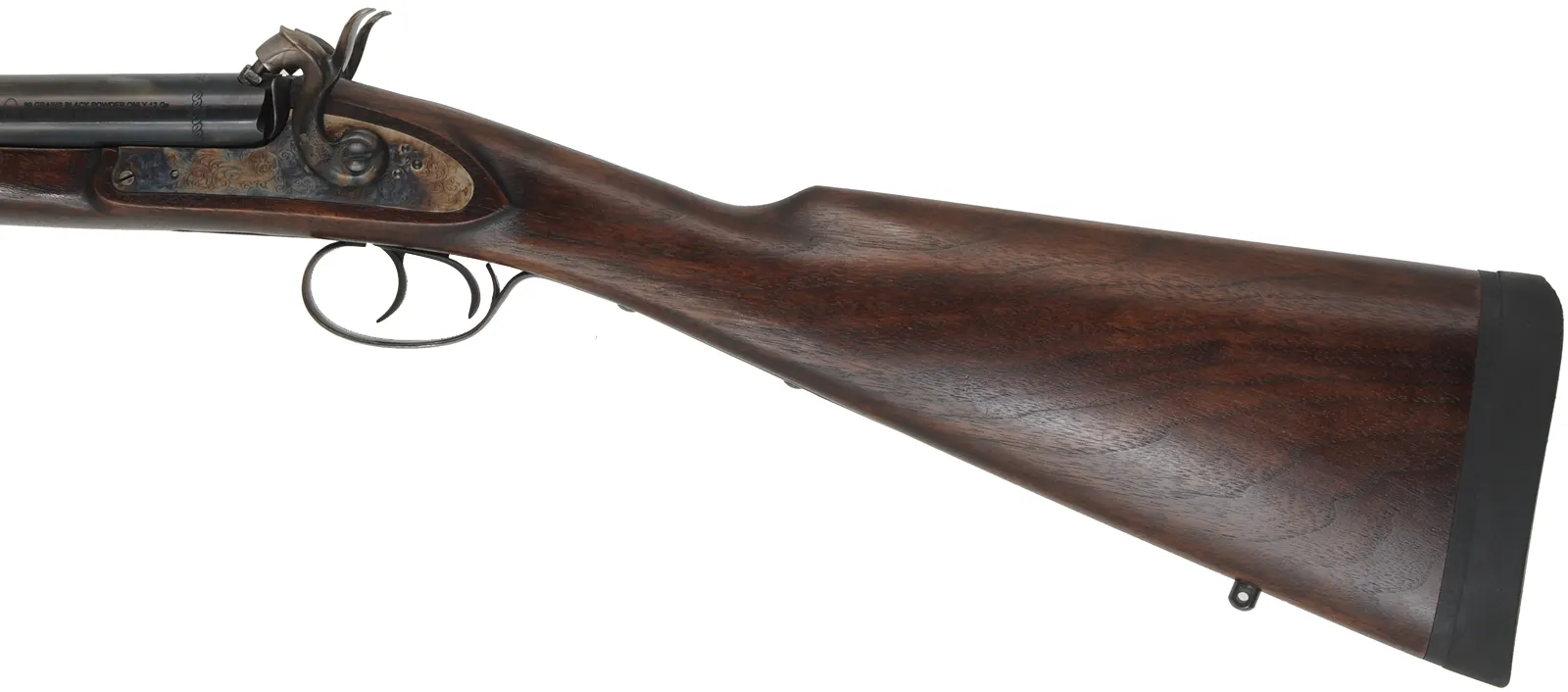 Double Shotgun,
12 gauge, 27" barrels,
percussion, walnut, blued,
recoil pad fitted, used, by Davide Pedersoli