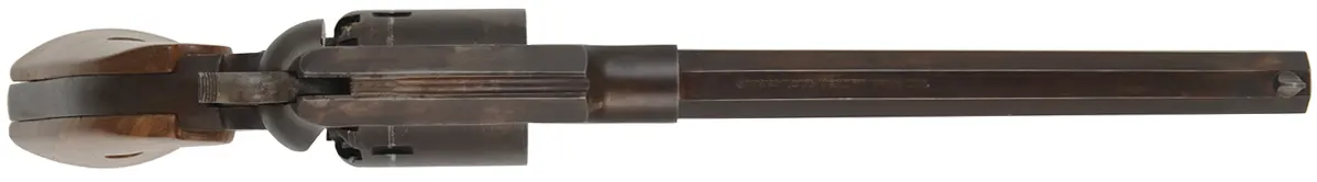 1858 Remington New Model Army Revolver,
.44 caliber, 8" barrel,
percussion, browned,
used, from a kit by Armi San Marco, for CVA