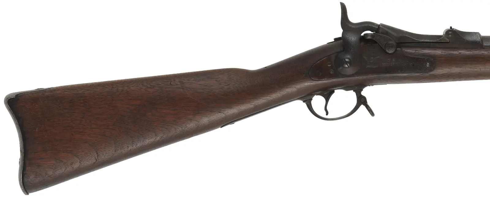 U.S. Model 1884 Springfield Trapdoor Rifle,
caliber .45-70 Gov't,  32-5/8" barrel,
walnut, iron, dark bore, repaired forend, antique