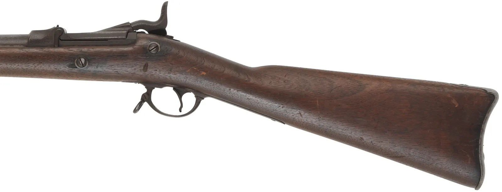 U.S. Model 1884 Springfield Trapdoor Rifle,
caliber .45-70 Gov't,  32-5/8" barrel,
walnut, iron, dark bore, repaired forend, antique