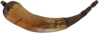 Powder Horn,
14", turned beehive base,
engrailed, paneled neck
