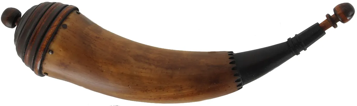 Powder Horn,
11", beehive base,
engrailed, paneled neck