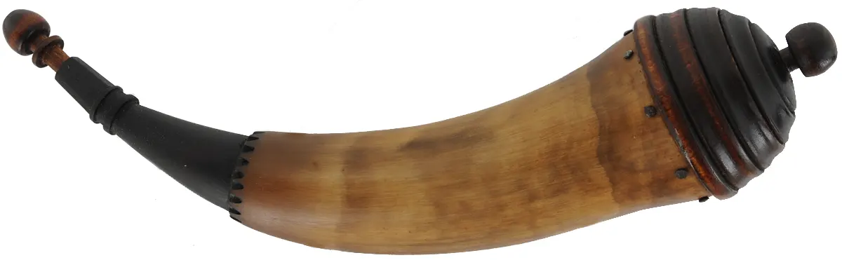 Powder Horn,
11", beehive base,
engrailed, paneled neck