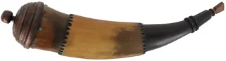 Powder Horn,
11-1/2", beehive base,
engrailed, paneled neck