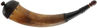 Powder Horn,
14-1/2", beehive base,
engrailed, paneled neck
