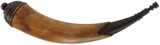 Powder Horn,
15", paneled tip,
tansel throat, turned base