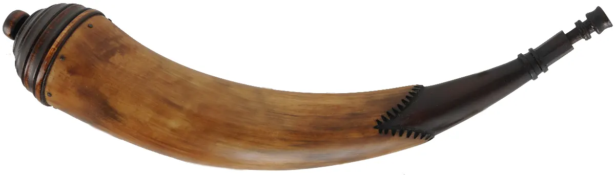 Powder Horn,
15", paneled tip,
tansel throat, turned base