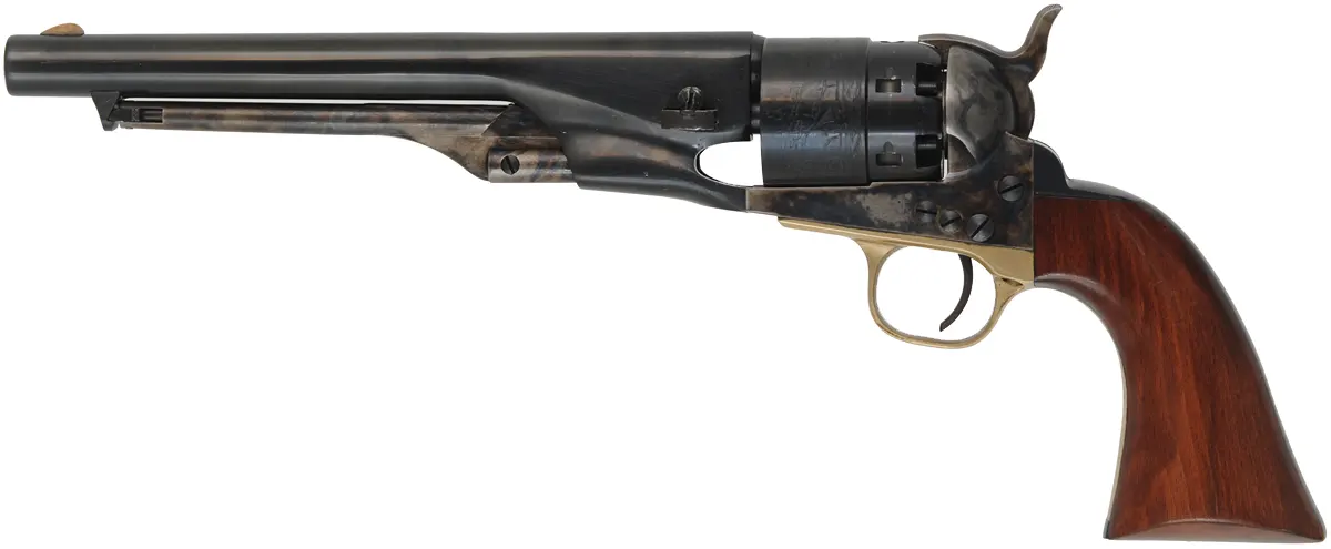 Colt Model 1860 Army Revolver,
.44 caliber, 8" barrel,
percussion, steel backstrap, four screw military frame,
used, with holster, by Armi San Marco