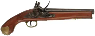 Sea Service Pistol,
.67 caliber smoothbore, 9" barrel, 
flintlock, beech, brass, 
used, made in Japan by Miroku
