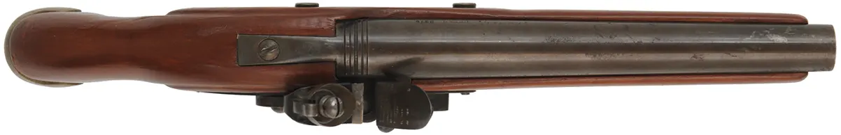 Sea Service Pistol,
.67 caliber smoothbore, 9" barrel, 
flintlock, beech, brass, 
used, made in Japan by Miroku