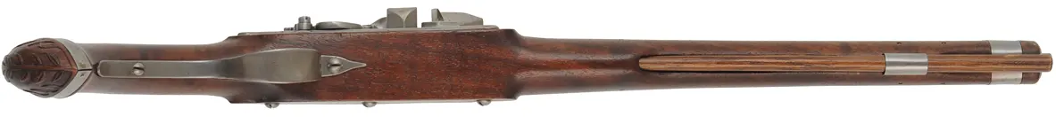 Doglock Flint Pistol,
.56 caliber smoothbore, 13-1/2" octagon-to-round barrel,
walnut, iron trim,
used, by L. Day and Sons