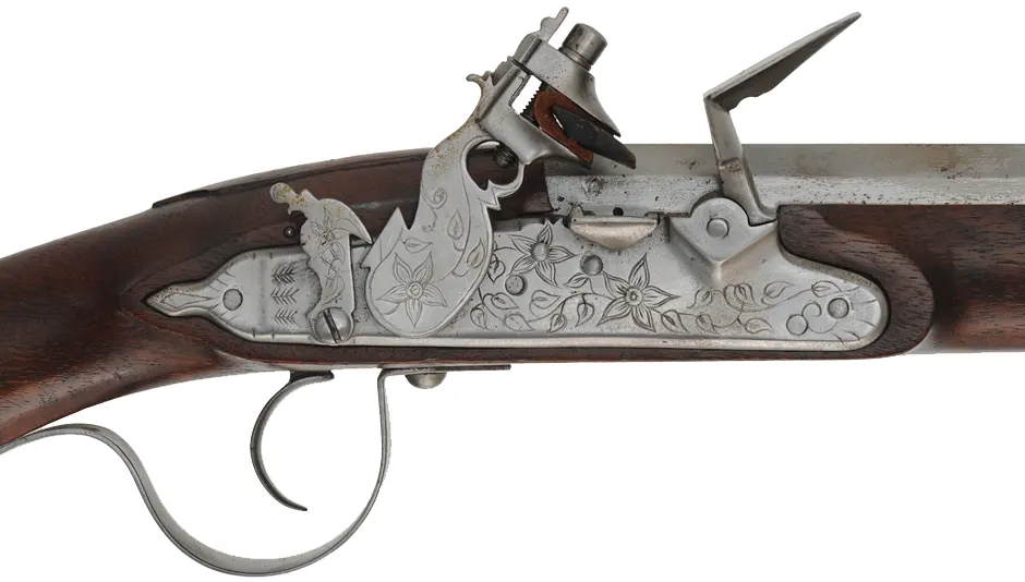 Doglock Flint Pistol,
.56 caliber smoothbore, 13-1/2" octagon-to-round barrel,
walnut, iron trim,
used, by L. Day and Sons