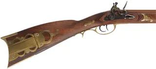 Pennsylvania Rifle,
.50 caliber, 41-1/2" barrel,
flintlock, walnut, brass trim, inlays,
used, from a kit, by Davide Pedersoli