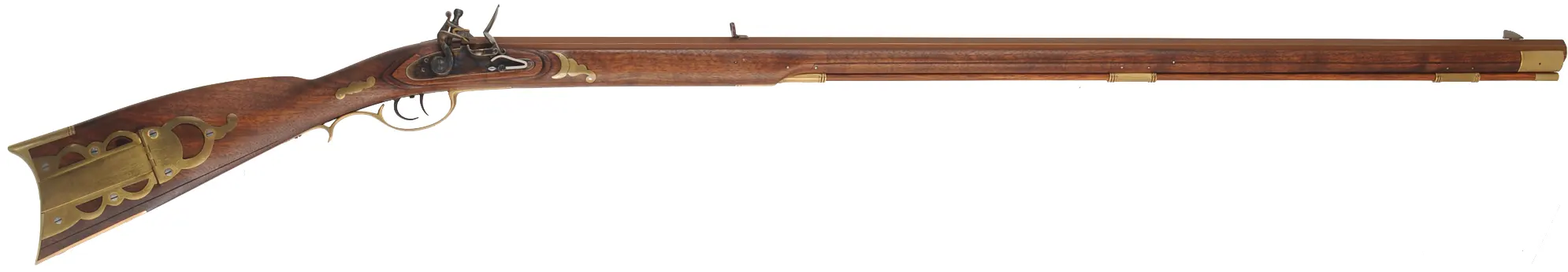 Pennsylvania Rifle,
.50 caliber, 41-1/2" barrel,
flintlock, walnut, brass trim, inlays,
used, from a kit, by Davide Pedersoli